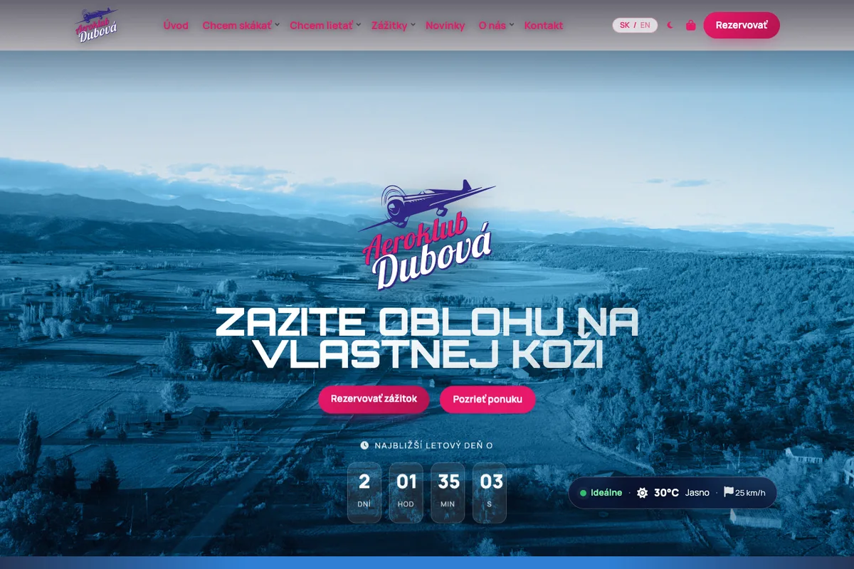 Aeroklub Dubová, web od LUMA Creative