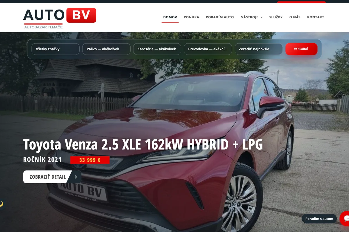 AUTO BV, web od LUMA Creative