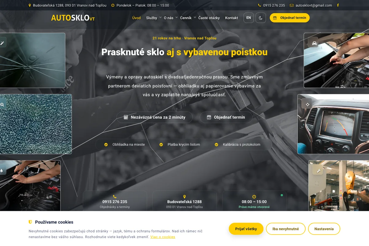 AUTOSKLO VT, web od LUMA Creative