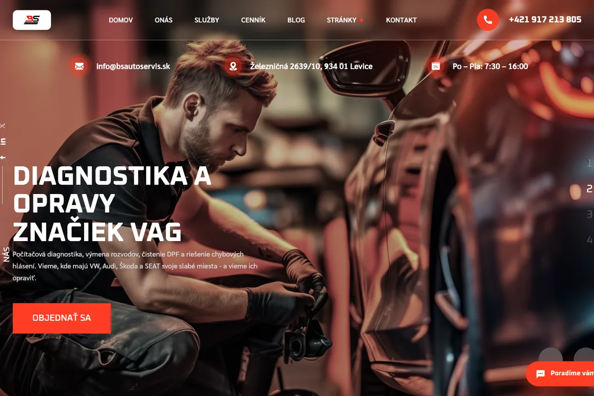 BS Autoservis, web od LUMA Creative