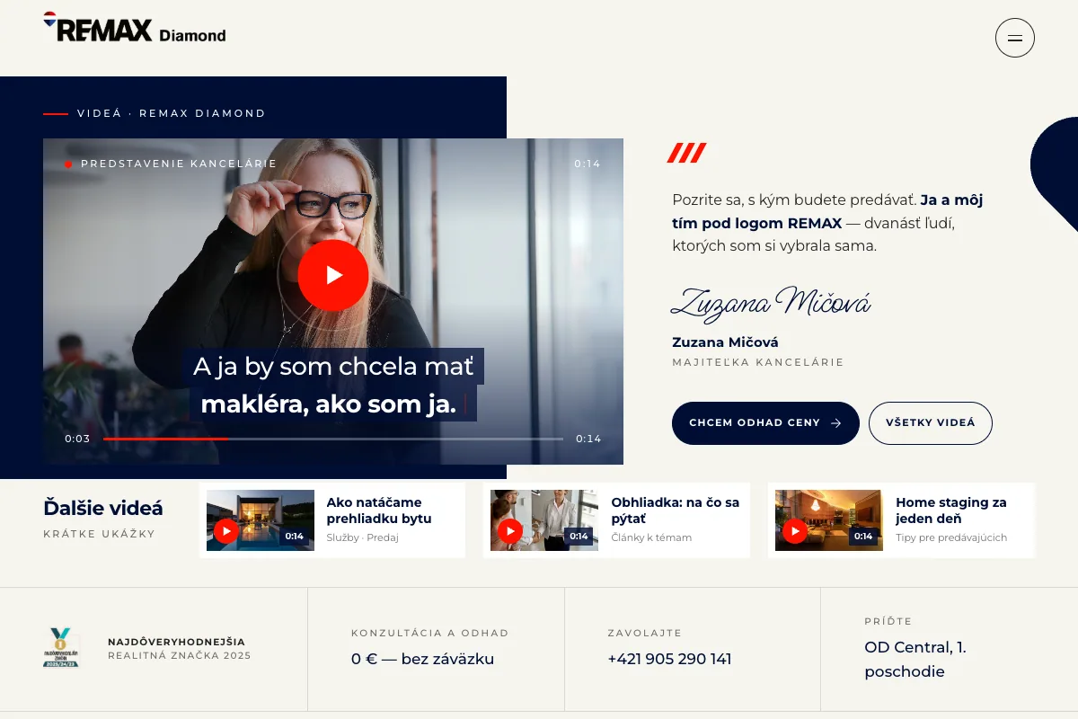 REMAX Diamond, web od LUMA Creative