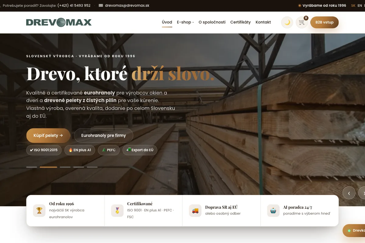 DREVOMAX, web od LUMA Creative