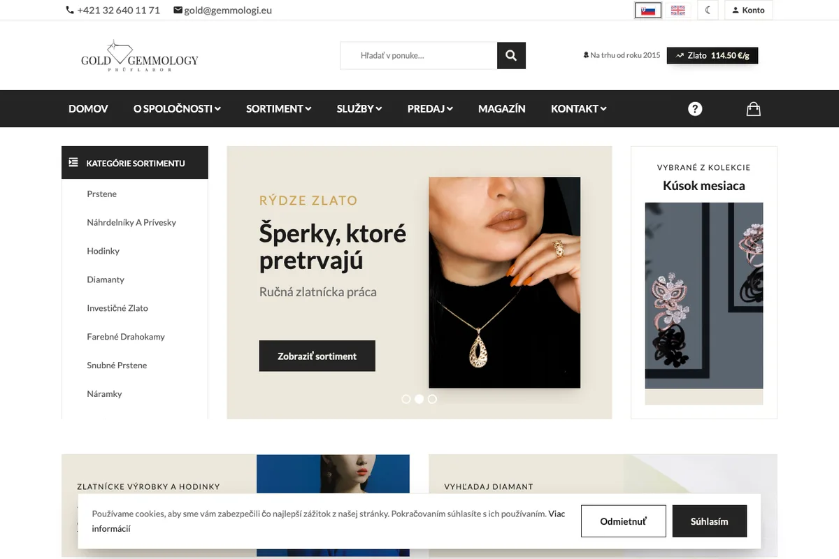 Gold Gemmology, web od LUMA Creative