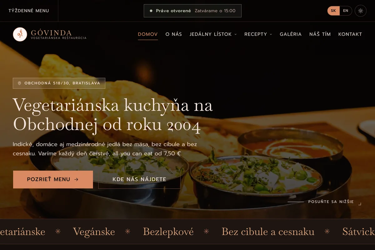 Góvinda Bratislava, web od LUMA Creative