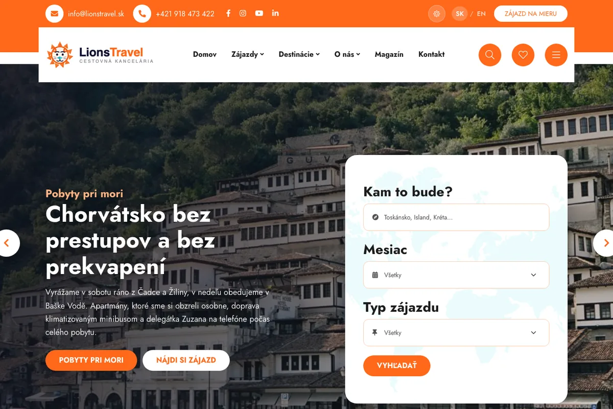 LionsTravel, web od LUMA Creative