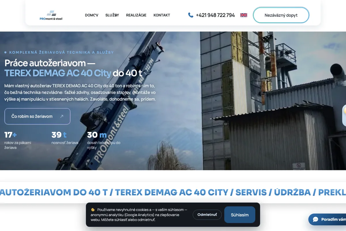 PROmont & steel, web od LUMA Creative
