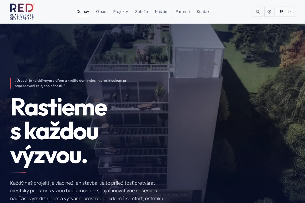 RED — Real Estate Development, web od LUMA Creative