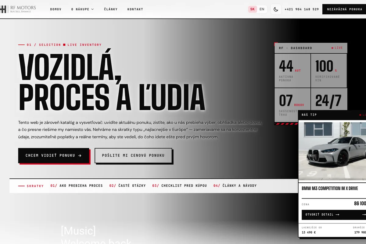 RF Motors, web od LUMA Creative