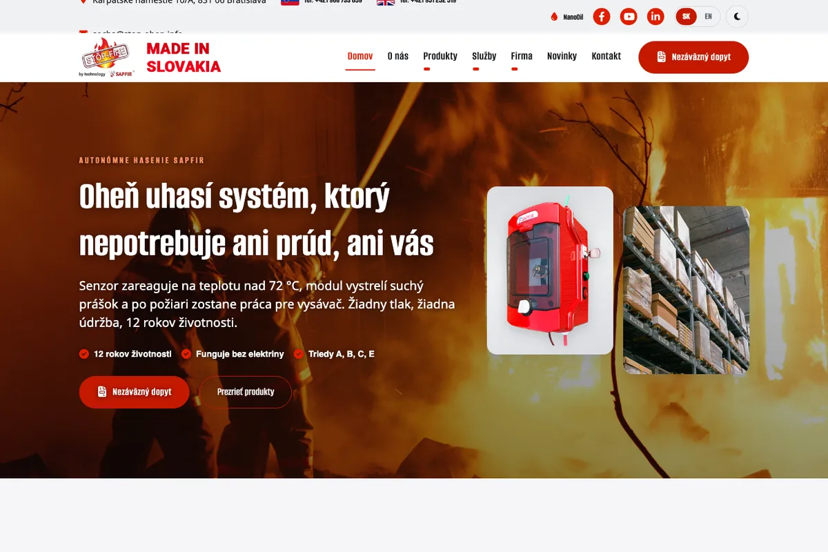 STOP-FIRE-SAPFIR, web od LUMA Creative